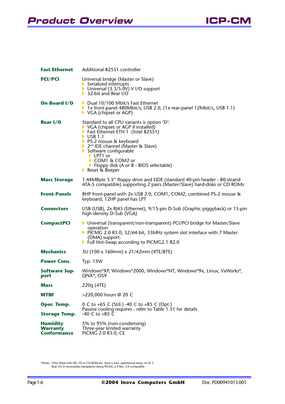 Product overview, Icp-cm | Inova PD00941013.001 User Manual | Page 16 / 103