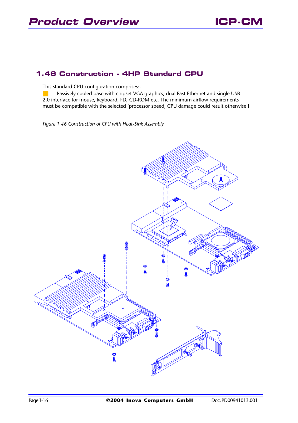 46 construction - 4hp standard cpu, 46 construction - 4hp standard cpu -16, Product overview | Icp-cm | Inova PD00941013.001 User Manual | Page 26 / 103