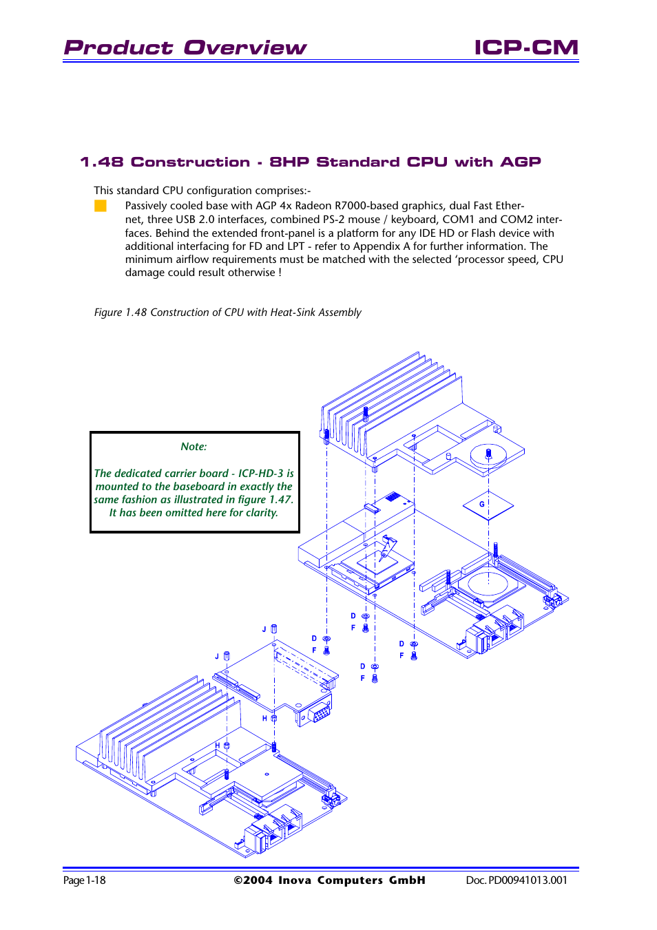 48 construction - 8hp standard cpu with agp, 48 construction - 8hp standard cpu with agp -18, Product overview | Icp-cm | Inova PD00941013.001 User Manual | Page 28 / 103