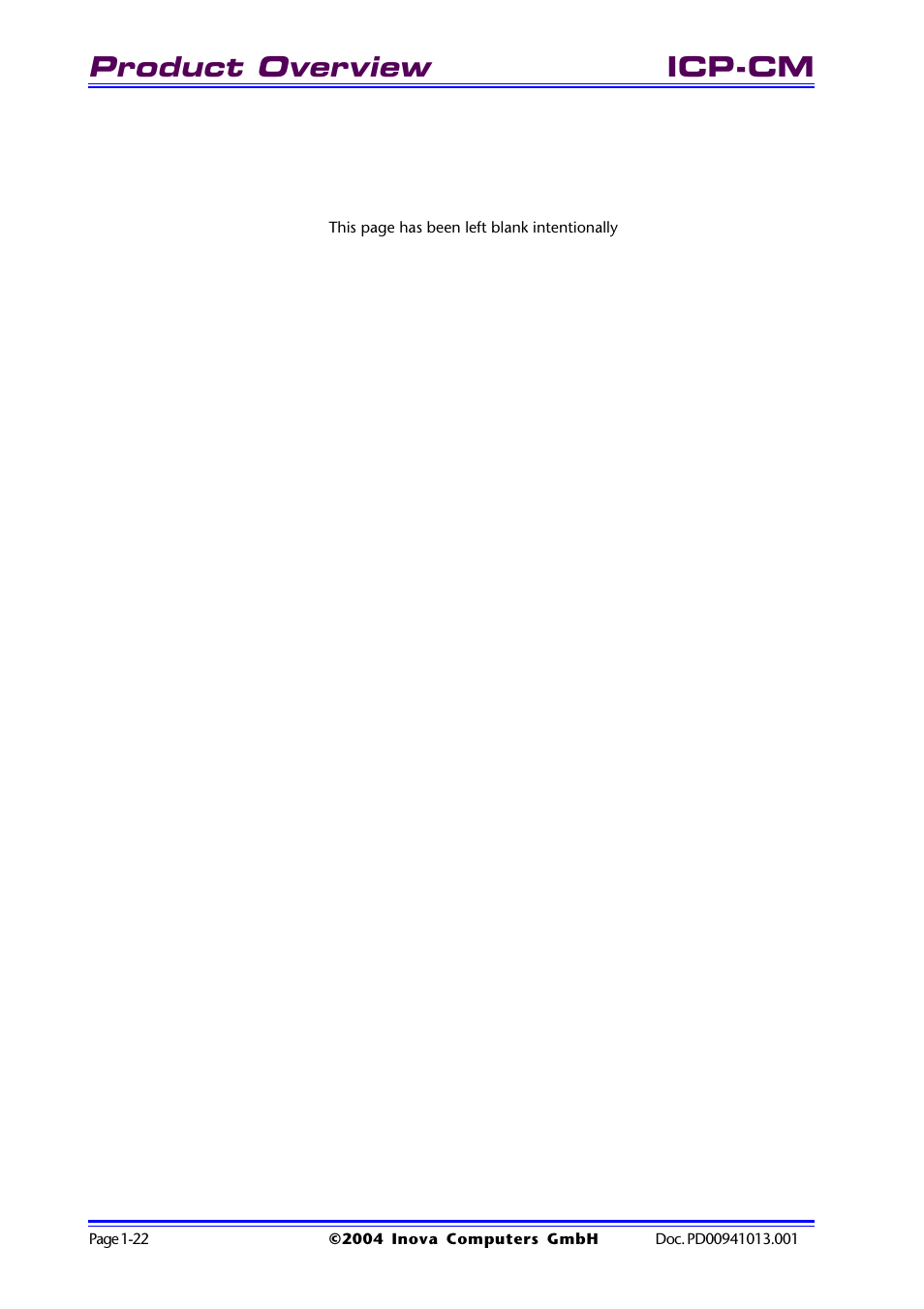 Product overview, Icp-cm | Inova PD00941013.001 User Manual | Page 32 / 103