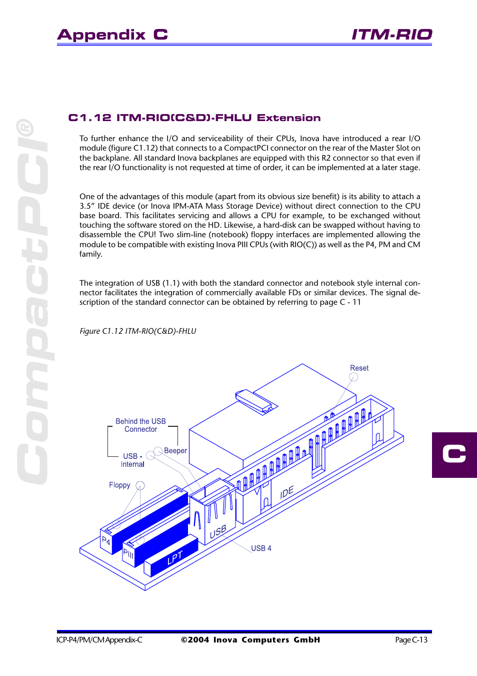 C1.12 itm-rio(c&d)-fhlu extension, Figure c1.12 itm-rio(c&d)-fhlu, Compactpci | Inova PD00941013.001 User Manual | Page 83 / 103