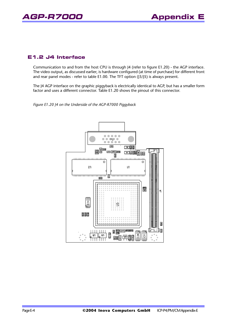 E1.2 j4 interface, Agp-r7000, Appendix e | Inova PD00941013.001 User Manual | Page 96 / 103