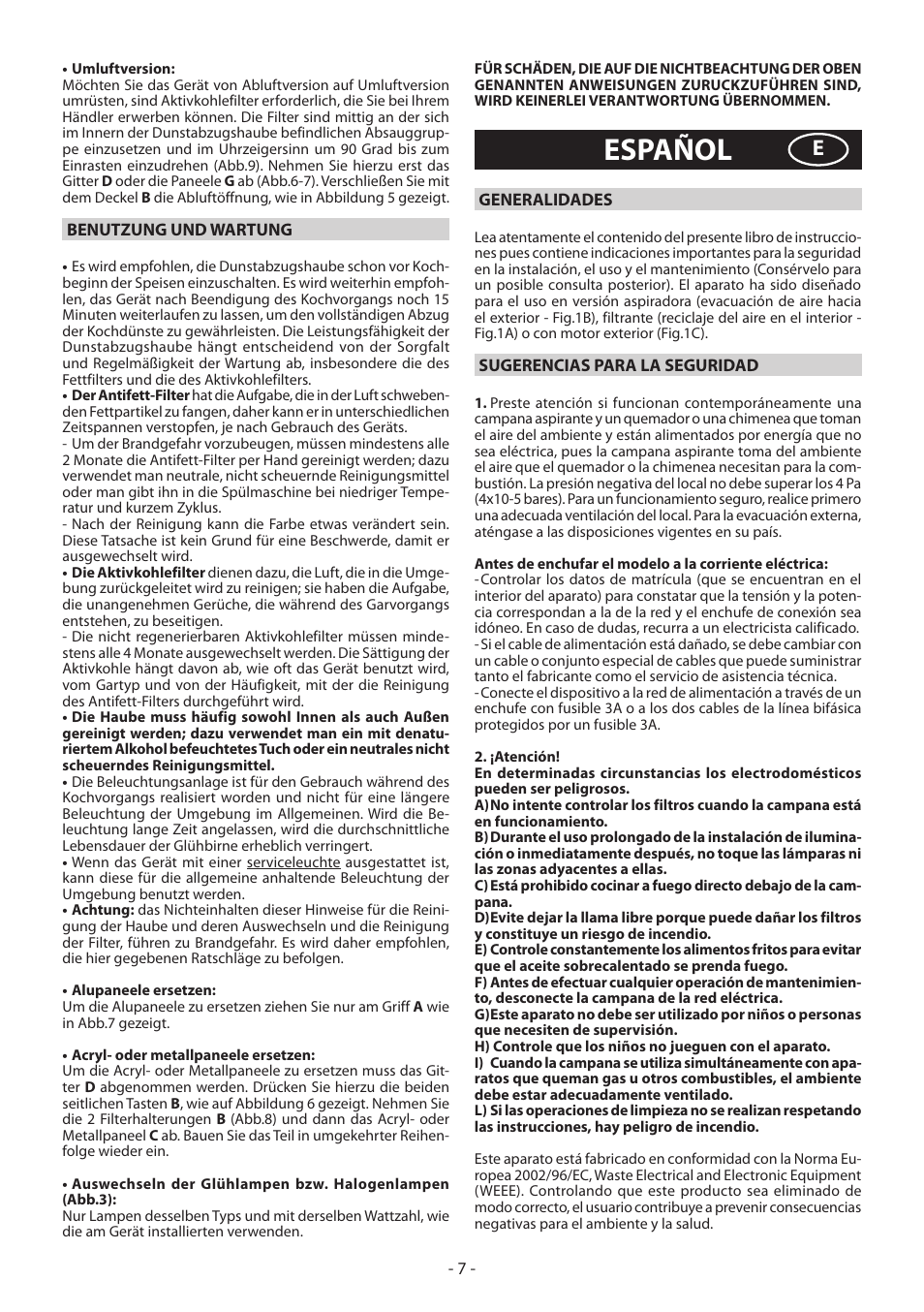 Español | DeLonghi KD-LA60 User Manual | Page 7 / 32