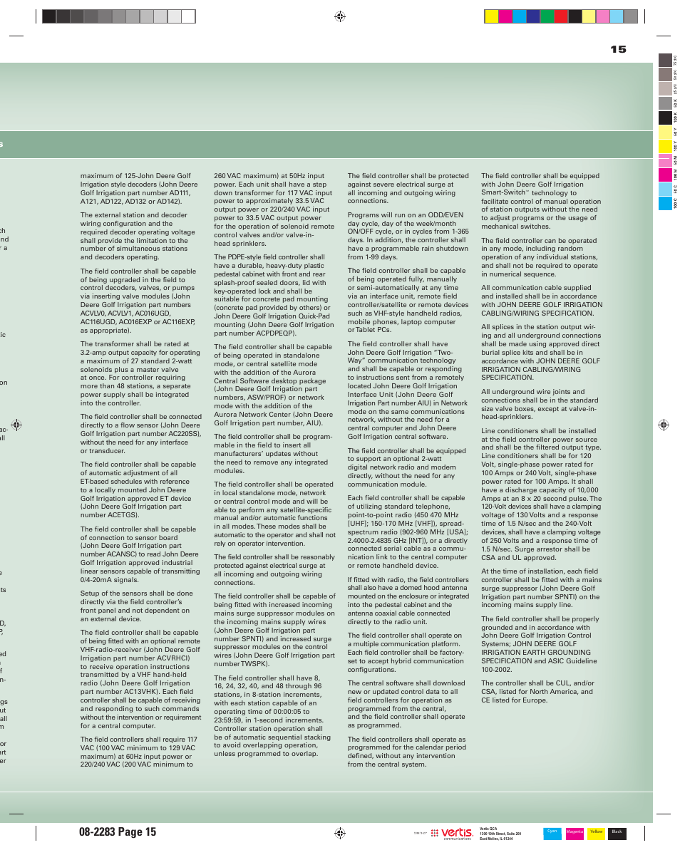 John Deere Irrigation System User Manual | Page 15 / 16