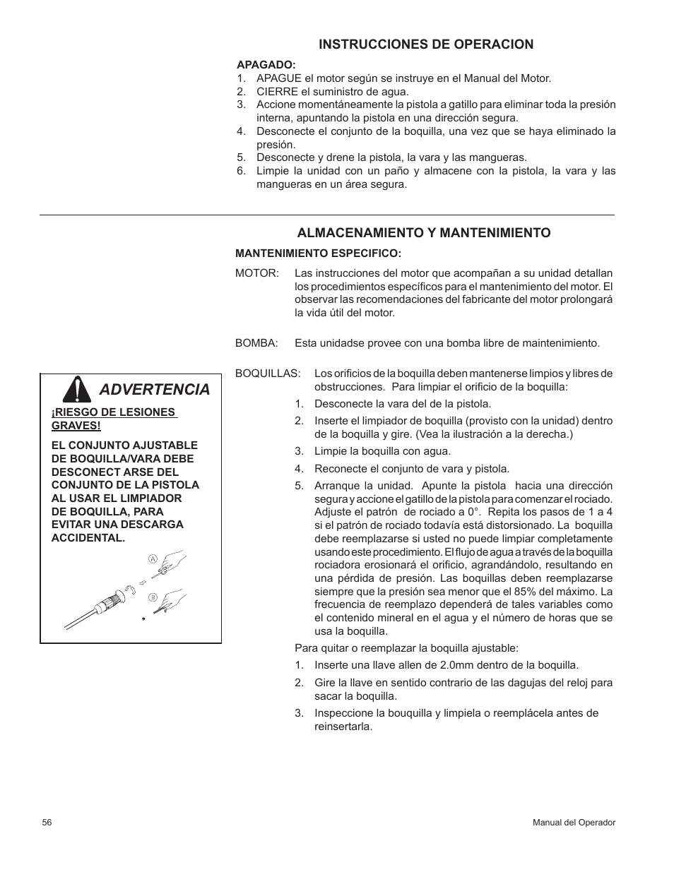 Advertencia | John Deere HR-2410GH User Manual | Page 36 / 40