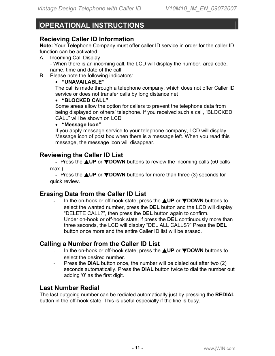 Operational instructions | Jwin JT-P430 User Manual | Page 12 / 16