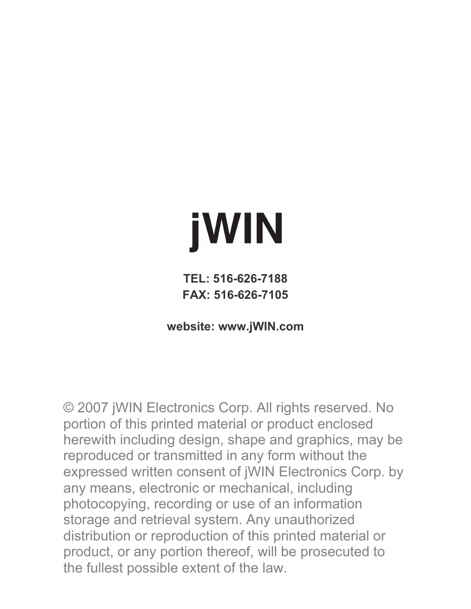 Jwin JP-119 User Manual | Page 20 / 20