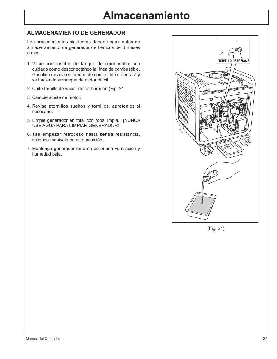 Almacenamiento | John Deere AC-G3200i User Manual | Page 127 / 132