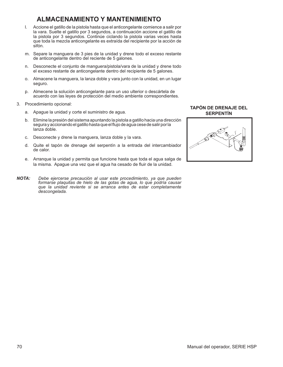 Almacenamiento y mantenimiento | John Deere WASHERS AC-3500GHH User Manual | Page 70 / 78