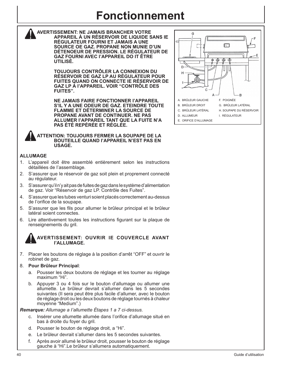 Fonctionnement | John Deere HR-BG5002 User Manual | Page 40 / 80