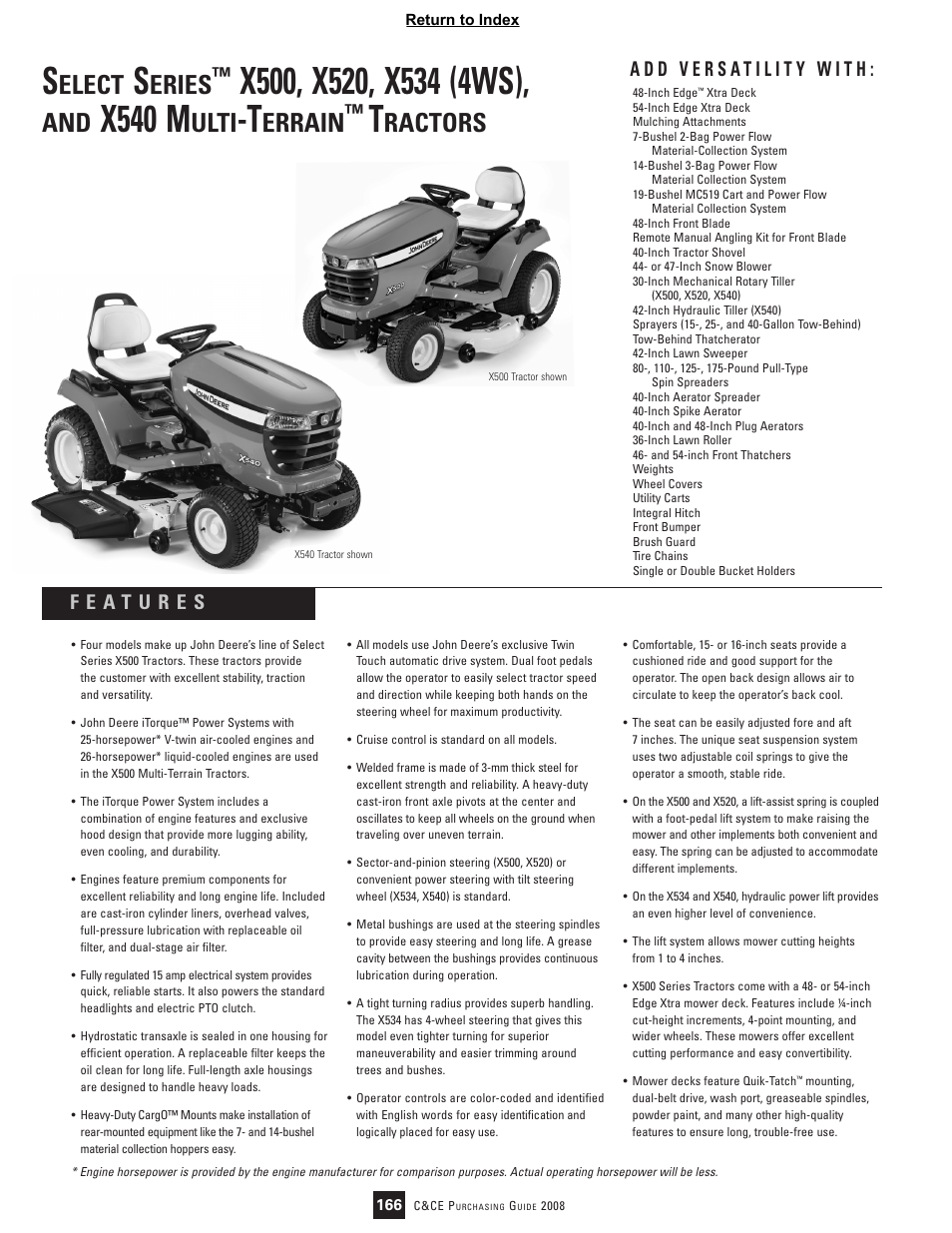 John Deere Select Series X534 User Manual | 2 pages