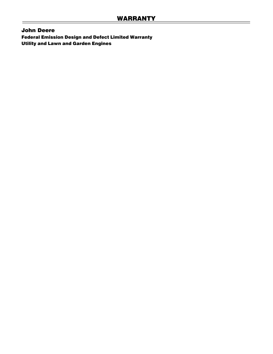 Warranty, John deere | John Deere PA01186 CS71 User Manual | Page 29 / 92