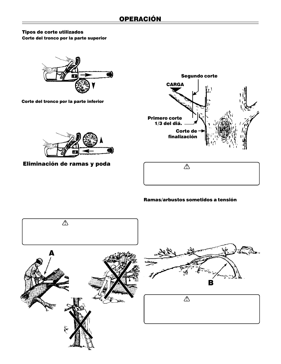 Operación, Eliminación de ramas y poda | John Deere PA01186 CS71 User Manual | Page 77 / 92