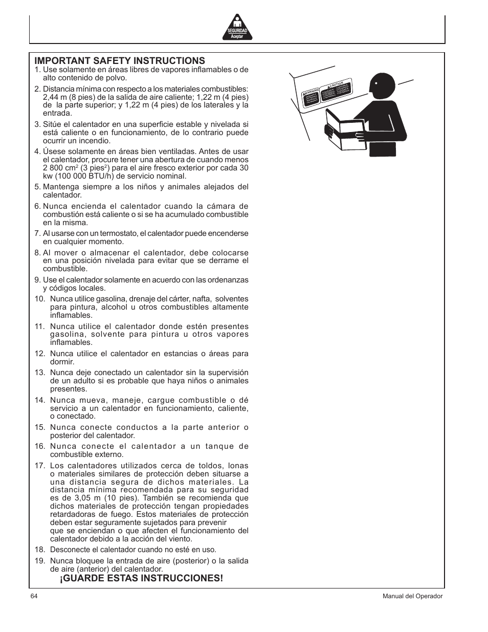 Important safety instructions, Guarde estas instrucciones, 3 pies | John Deere AC-70 User Manual | Page 64 / 84