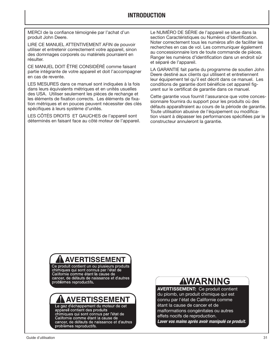 Introduction | John Deere PR-G7500M User Manual | Page 31 / 92