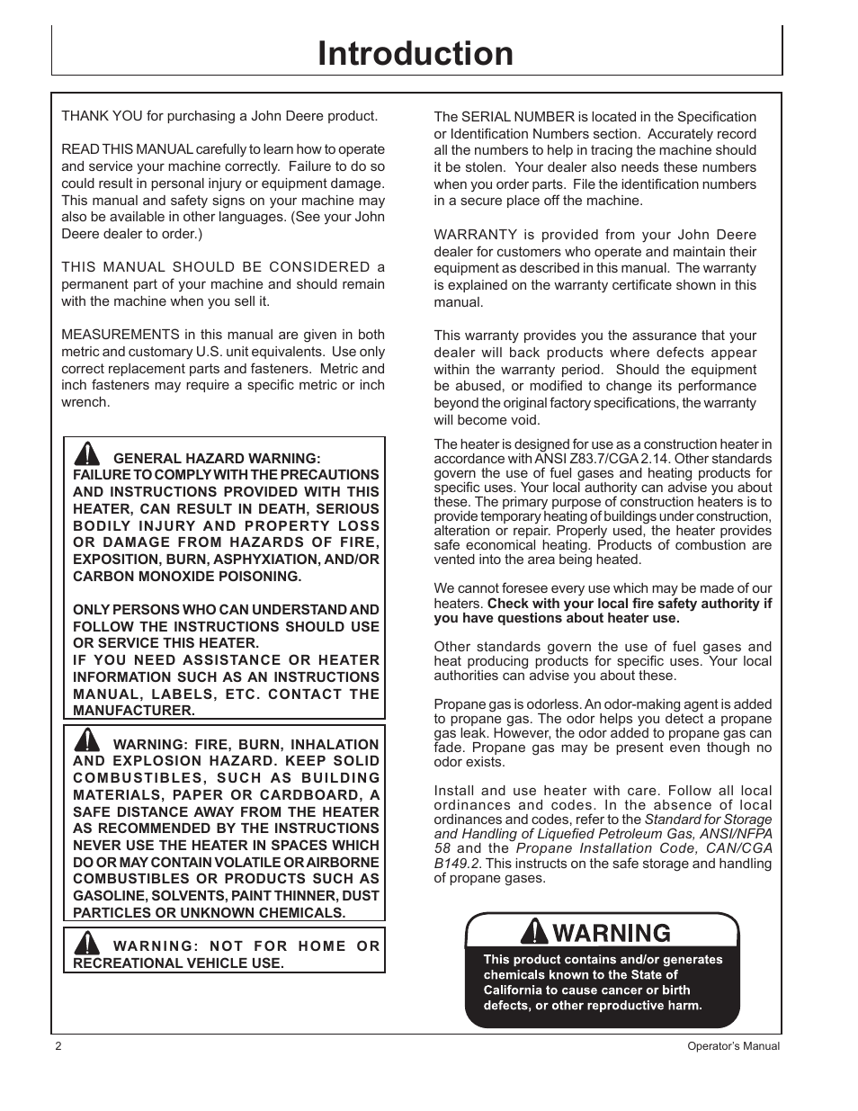 Introduction | John Deere AC-100LP User Manual | Page 2 / 68