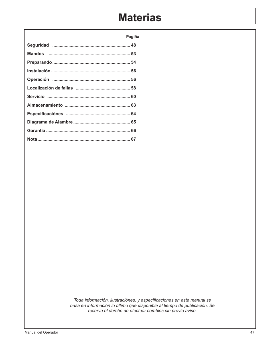 Materias | John Deere AC-100LP User Manual | Page 47 / 68