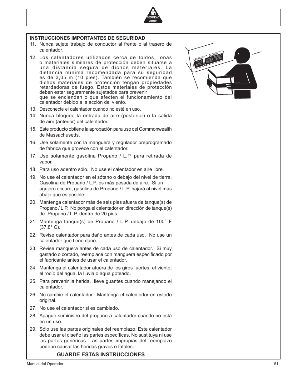 Guarde estas instrucciones | John Deere AC-100LP User Manual | Page 51 / 68