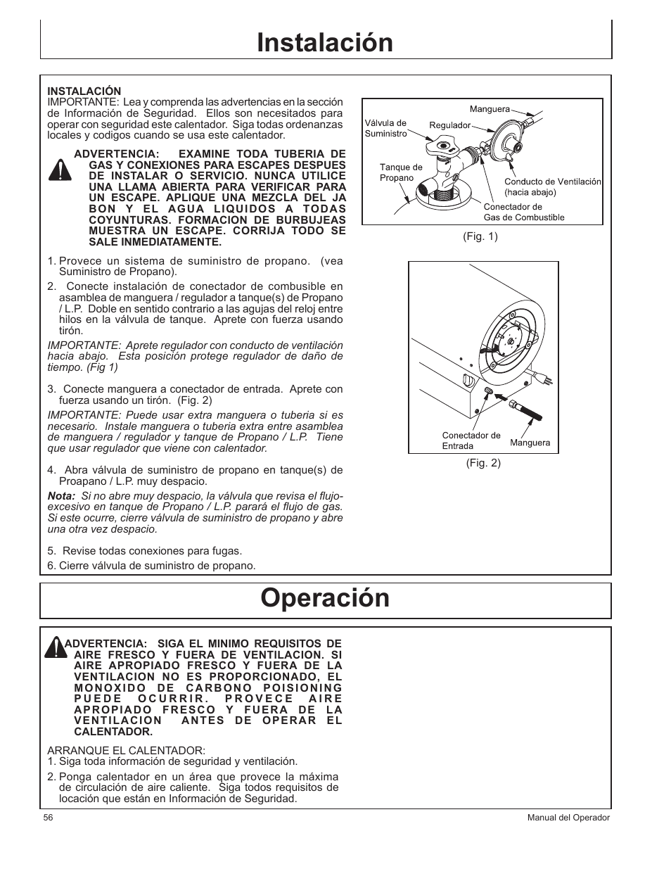 Instalación, Operación | John Deere AC-100LP User Manual | Page 56 / 68