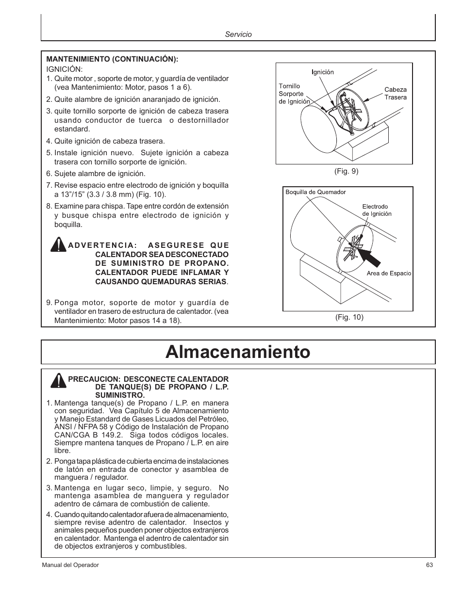 Almacenamiento | John Deere AC-100LP User Manual | Page 63 / 68