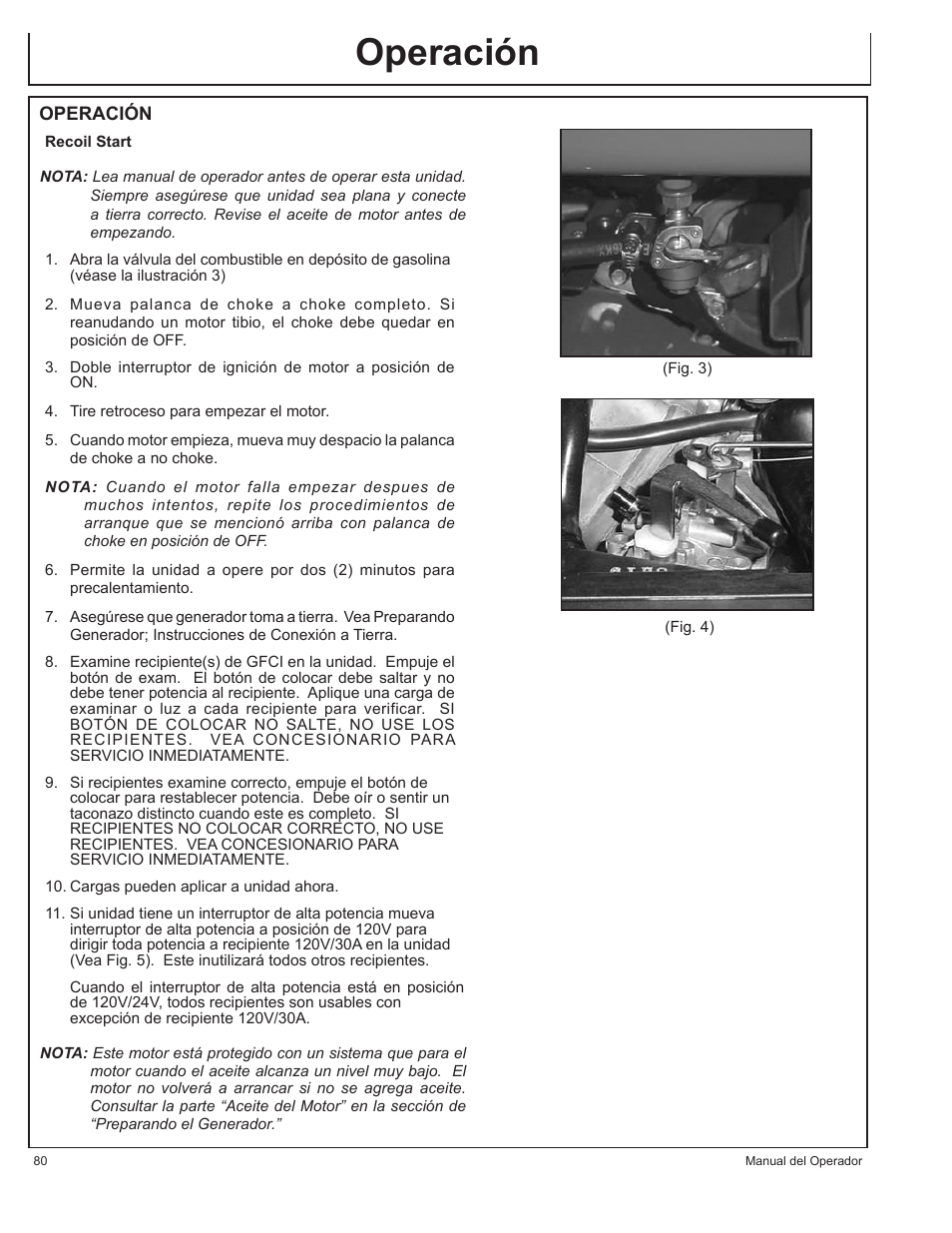 Operación | John Deere AC-G4010S User Manual | Page 80 / 98