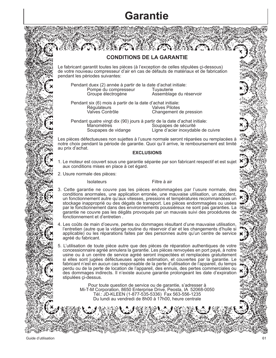 Garantie | John Deere AC1-CG16H User Manual | Page 61 / 92