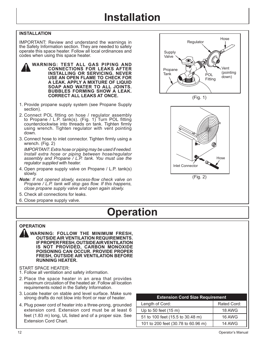 Installation, Operation | John Deere AC-155LP User Manual | Page 12 / 64