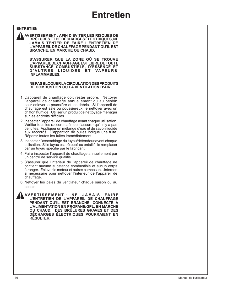 Entretien | John Deere AC-155LP User Manual | Page 36 / 64