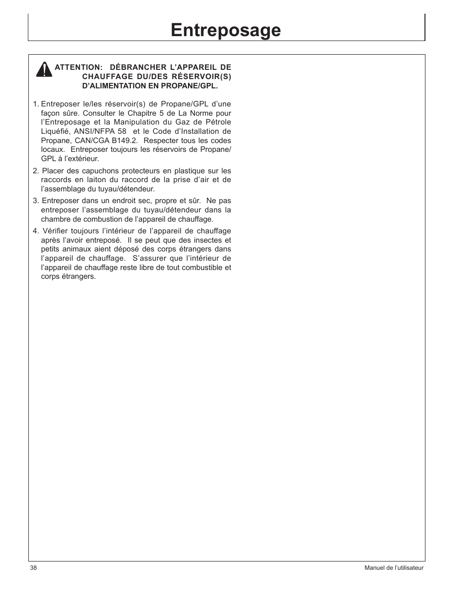 Entreposage | John Deere AC-155LP User Manual | Page 38 / 64