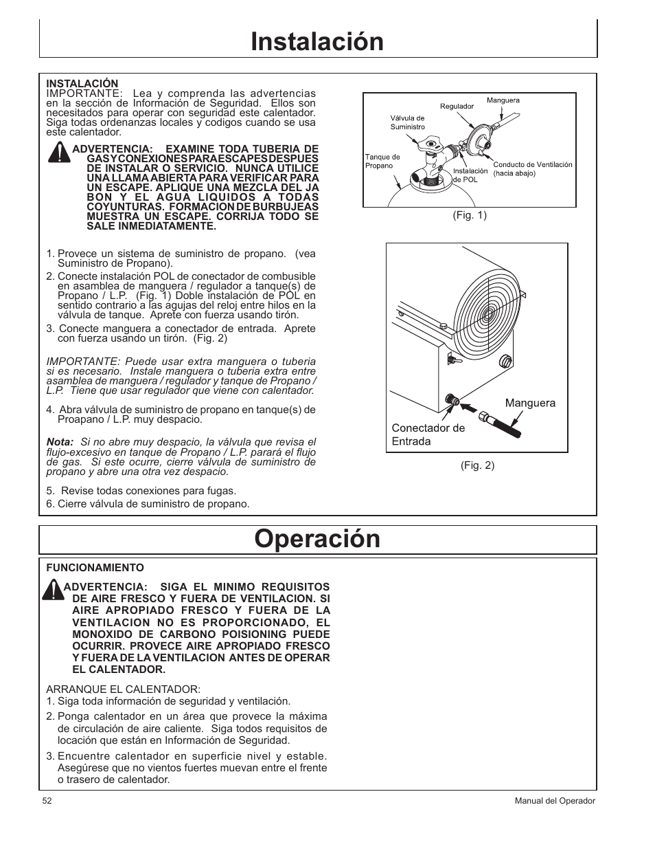 Instalación, Operación | John Deere AC-155LP User Manual | Page 54 / 64