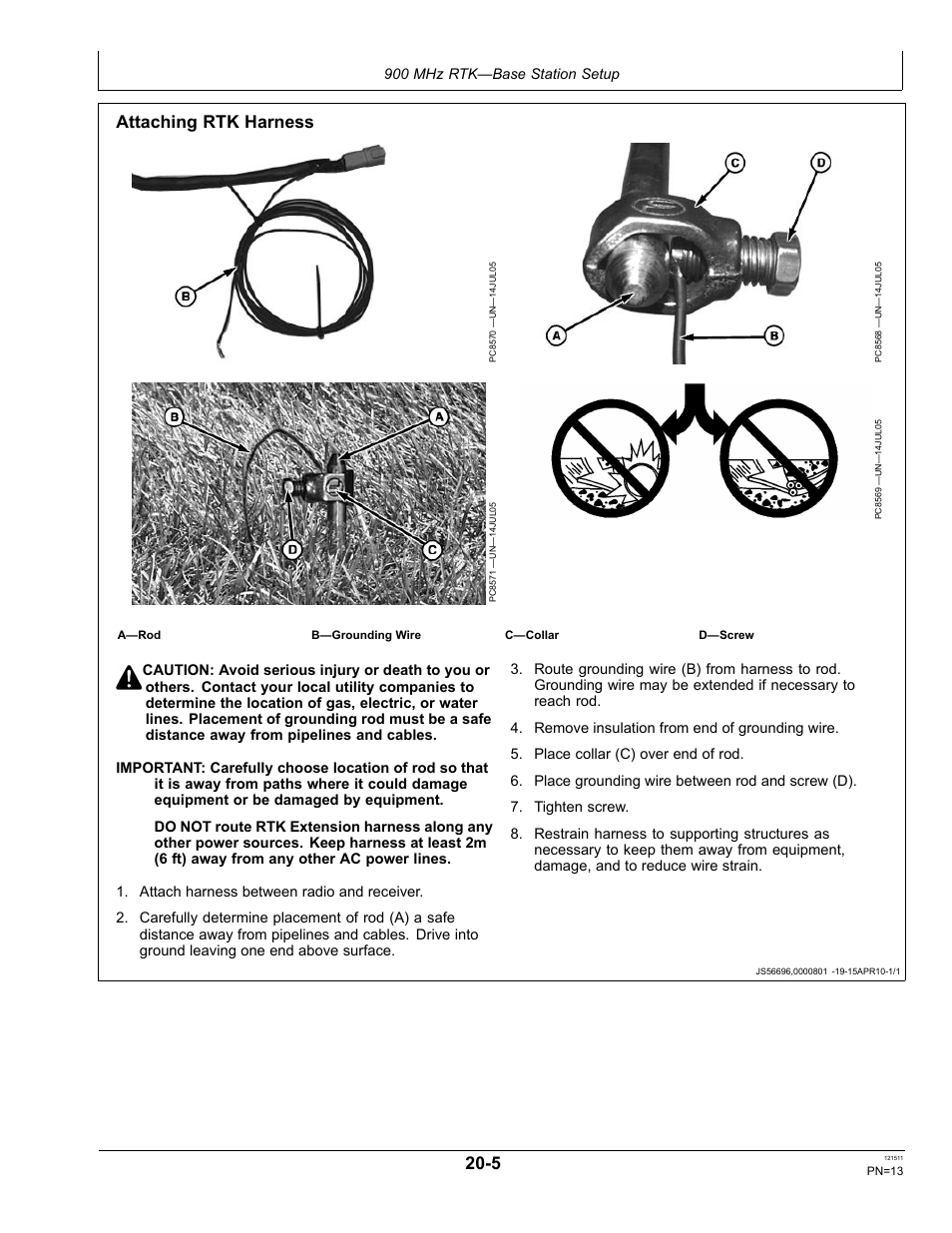 Rtk network base station setup, Attaching rtk harness | John Deere STARFIRE RTK OMPFP11348 User Manual | Page 13 / 60