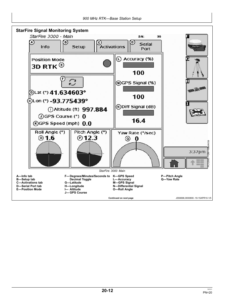 Starfire signal monitoring system | John Deere STARFIRE RTK OMPFP11348 User Manual | Page 20 / 60