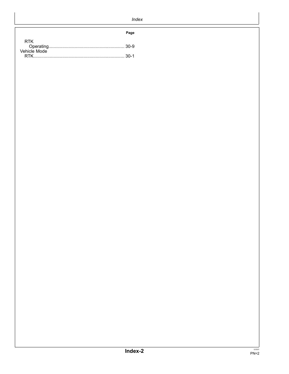 Index-2 | John Deere STARFIRE RTK OMPFP11348 User Manual | Page 54 / 60