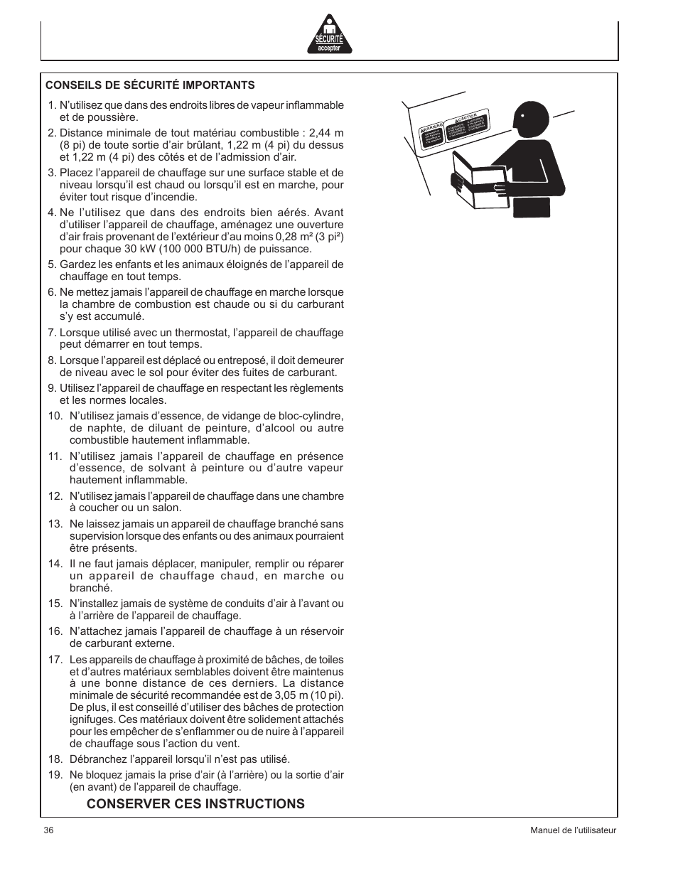 Conserver ces instructions | John Deere AC-115 User Manual | Page 36 / 84