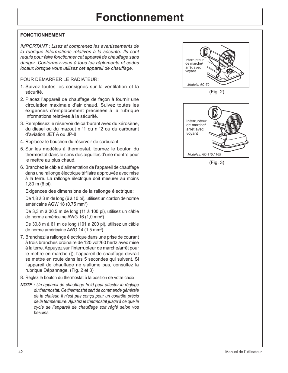 Fonctionnement | John Deere AC-115 User Manual | Page 42 / 84