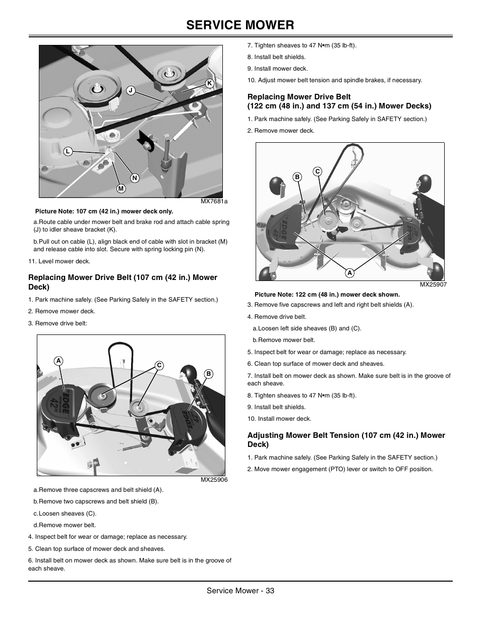 Service mower | John Deere la105 User Manual | Page 34 / 52