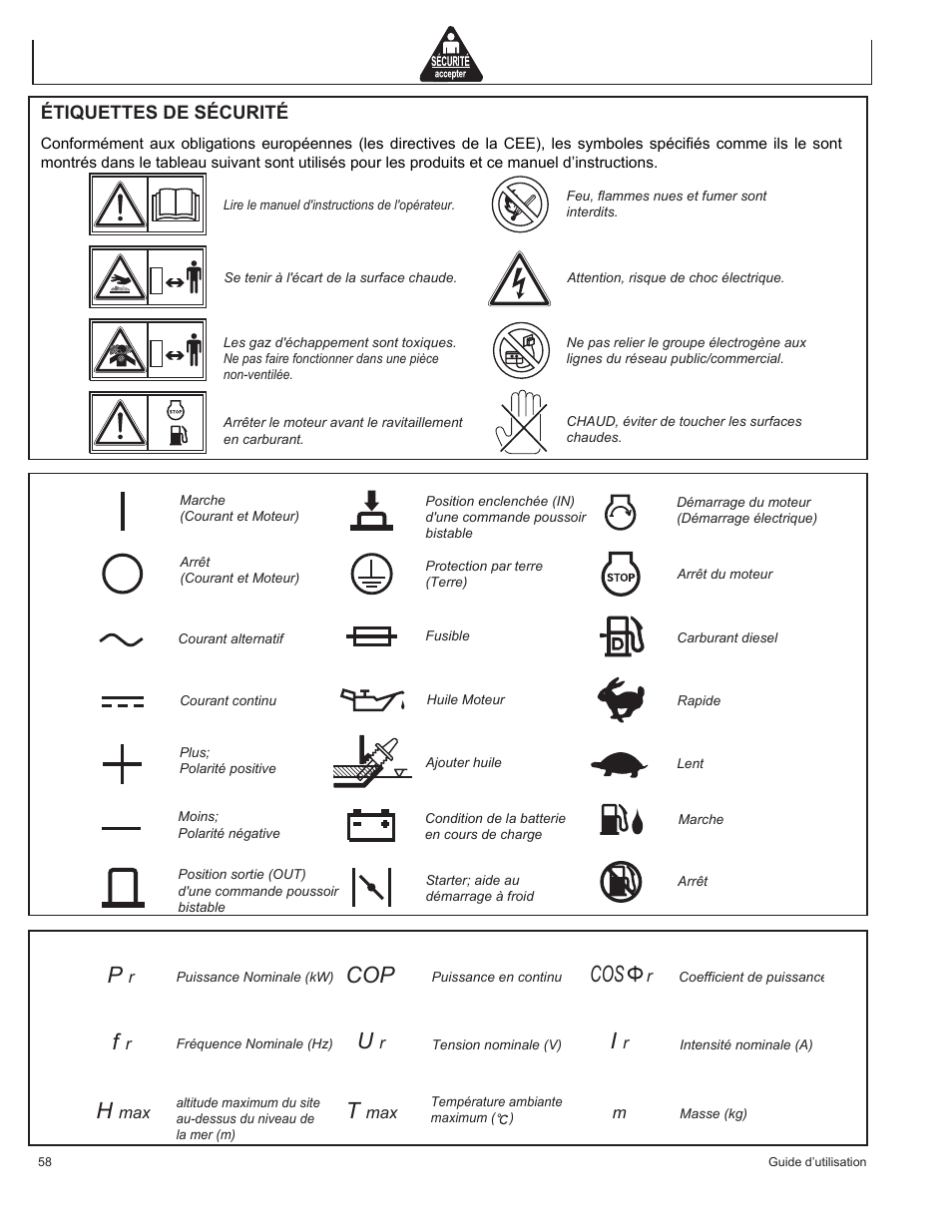 Étiquettes de sécurité | John Deere HR-G1700i User Manual | Page 58 / 124