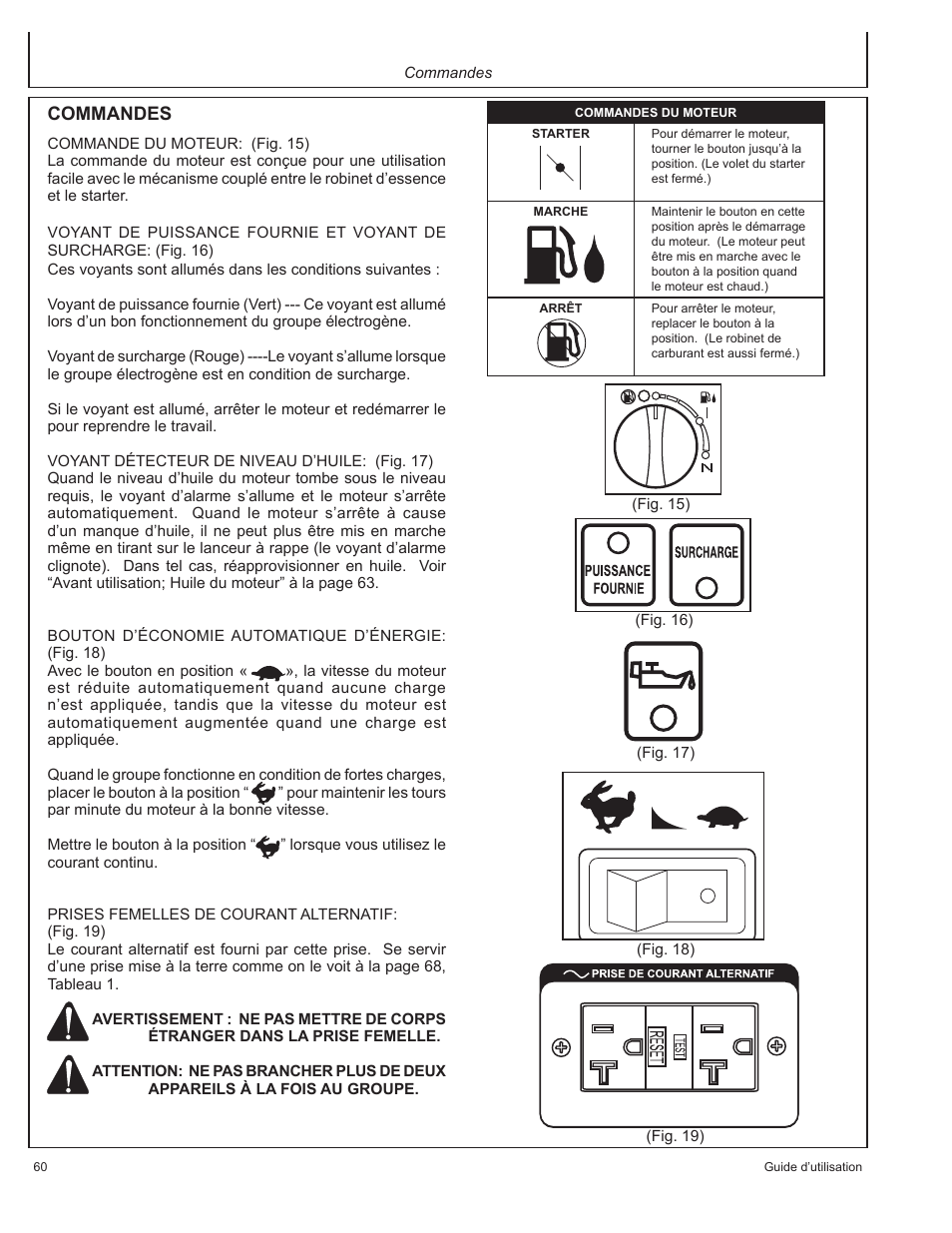 Commandes | John Deere HR-G1700i User Manual | Page 60 / 124