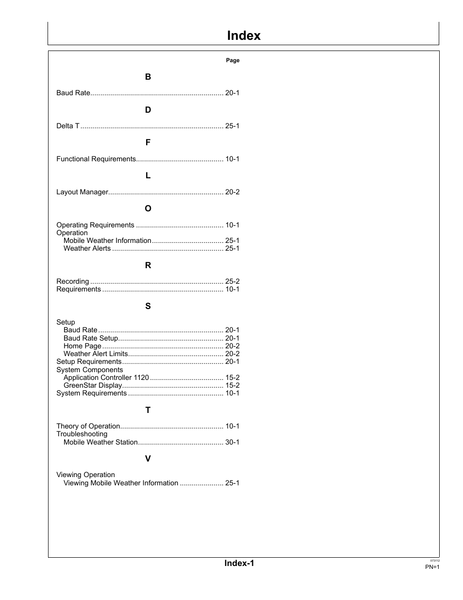 Index | John Deere OMPFP12515 User Manual | Page 17 / 24