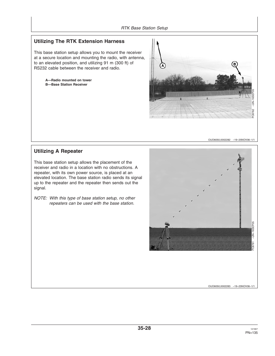 Utilizing the rtk extension harness, Utilizing a repeater | John Deere OMPC20964 User Manual | Page 135 / 158