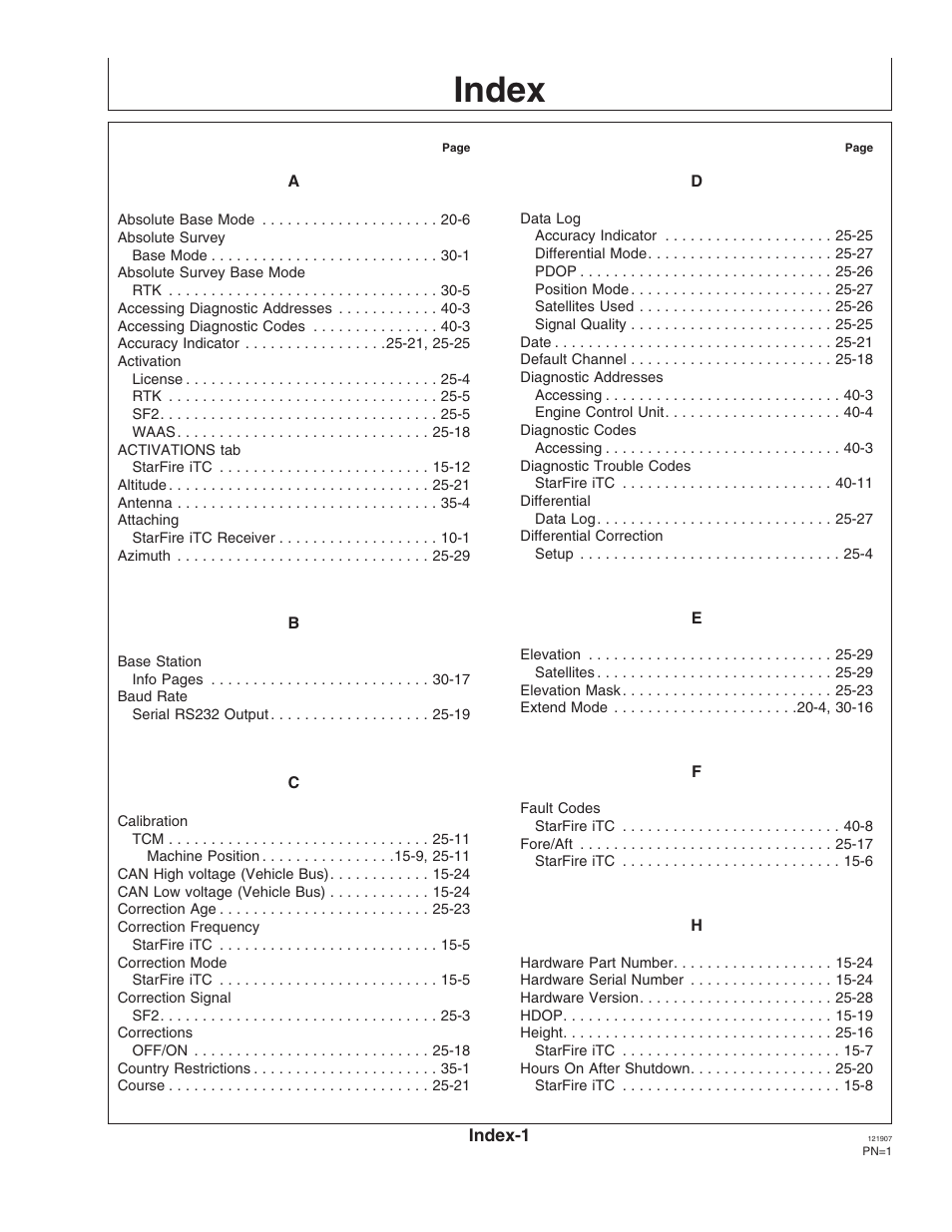 Index | John Deere OMPC20964 User Manual | Page 153 / 158