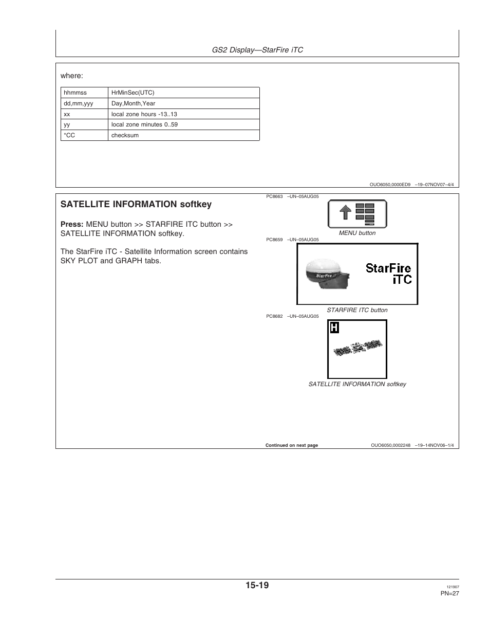 Satellite information softkey | John Deere OMPC20964 User Manual | Page 27 / 158