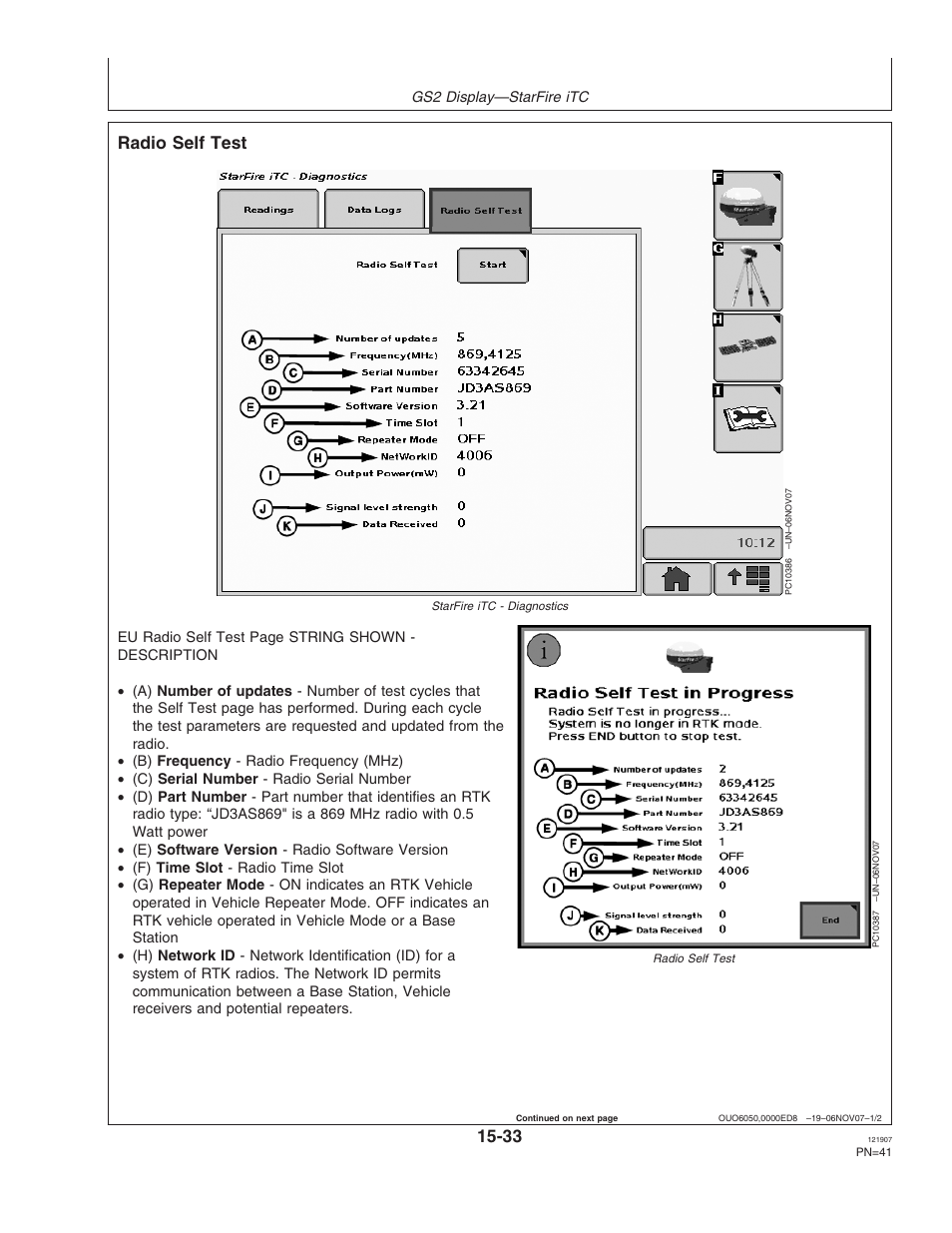 Radio self test | John Deere OMPC20964 User Manual | Page 41 / 158