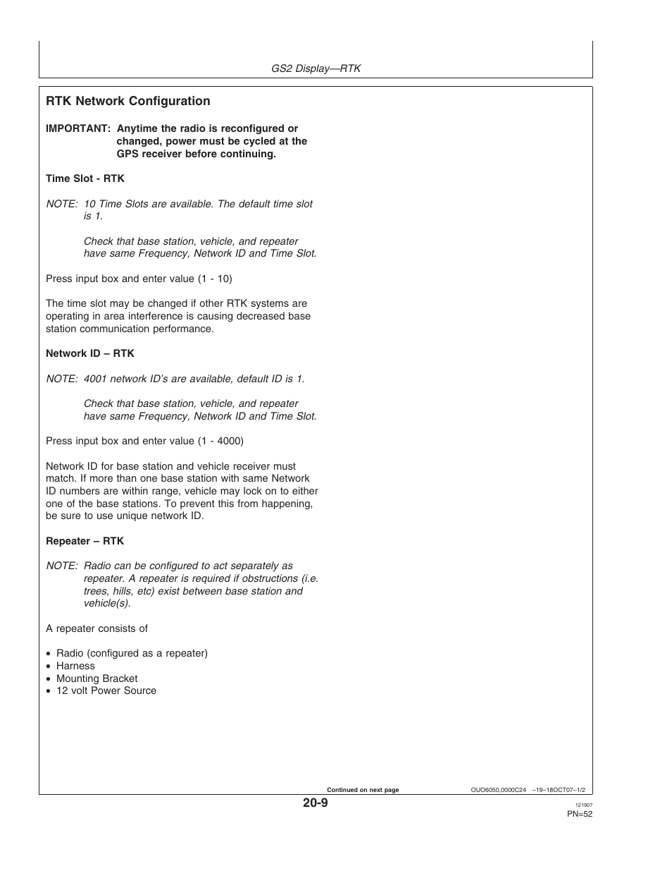 Rtk network configuration | John Deere OMPC20964 User Manual | Page 52 / 158