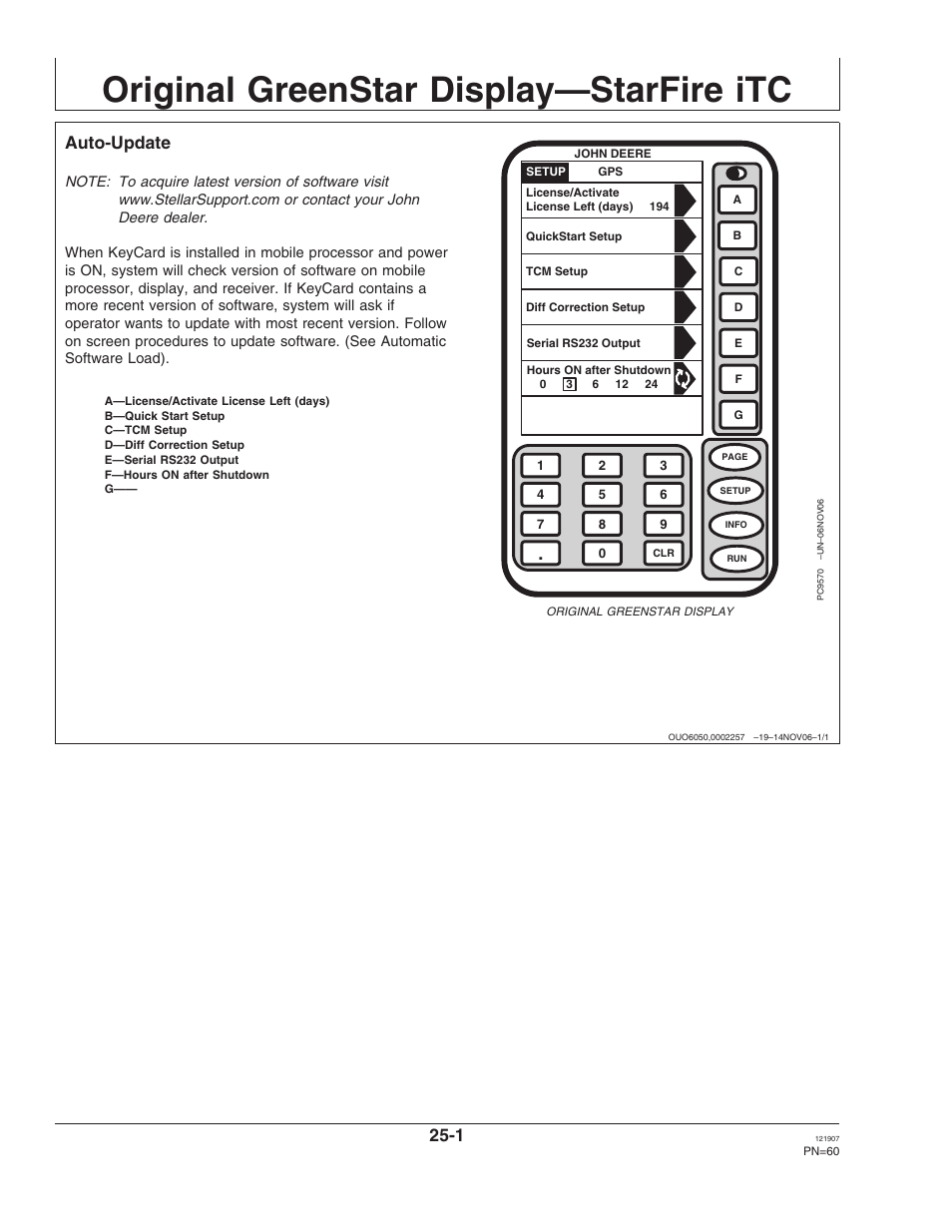 Original greenstar display—starfire itc, Auto-update, Section 25 | John Deere OMPC20964 User Manual | Page 60 / 158