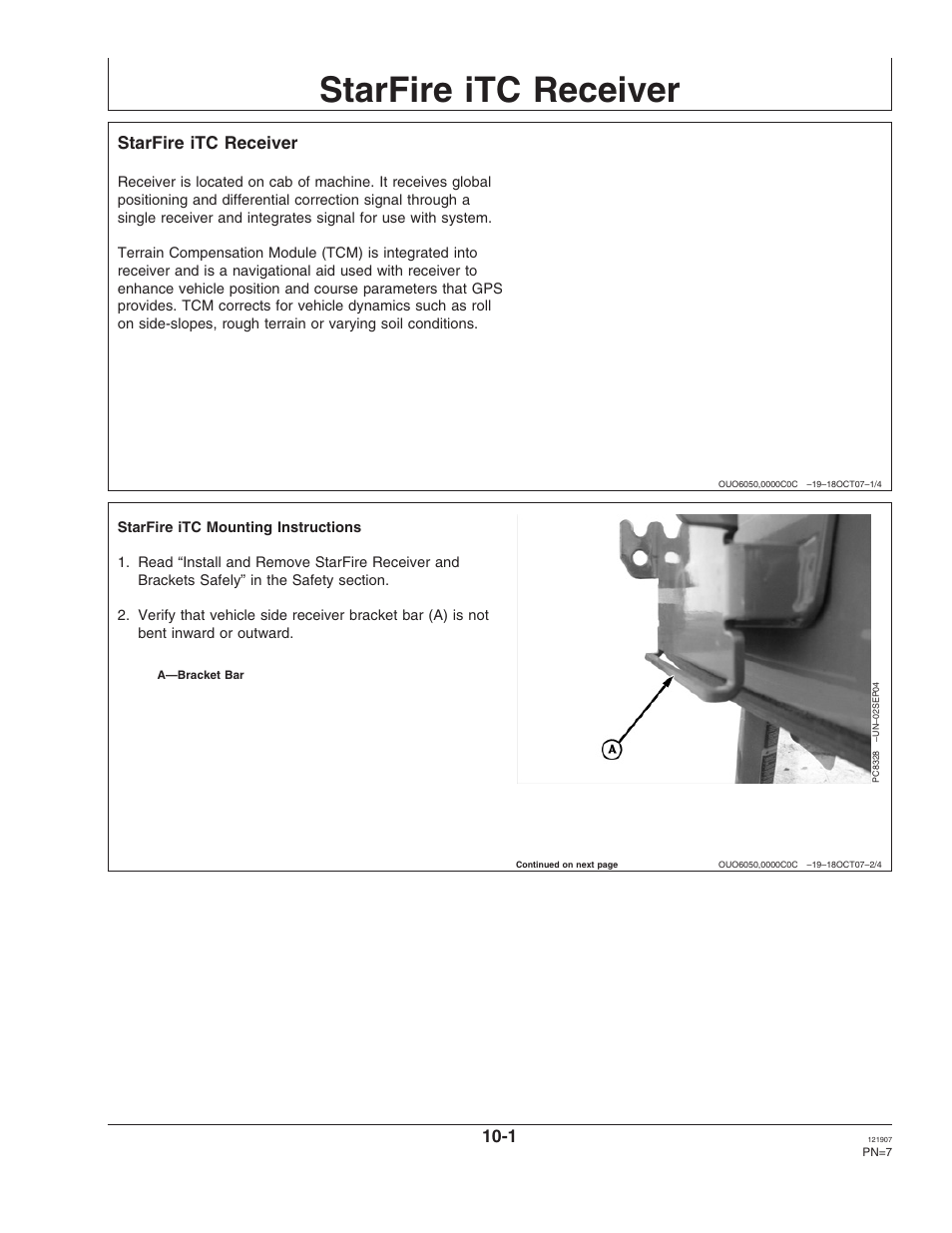 Starfire itc receiver, Section 10 | John Deere OMPC20964 User Manual | Page 7 / 158