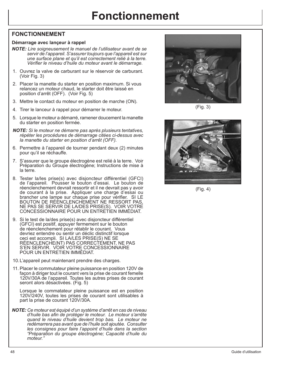 Fonctionnement | John Deere AC-G3010H User Manual | Page 48 / 98