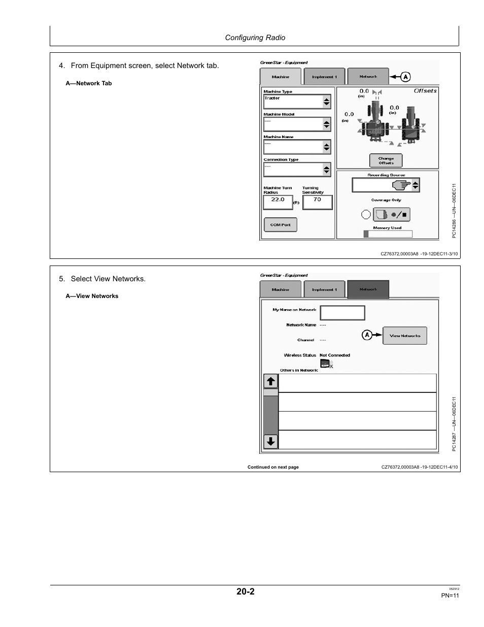 Configuring radio, Select view networks | John Deere OMPFP12436 User Manual | Page 11 / 36