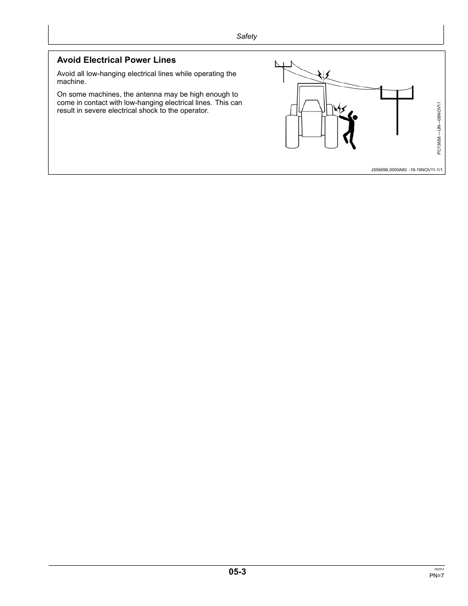 Avoid electrical power lines | John Deere OMPFP12436 User Manual | Page 7 / 36