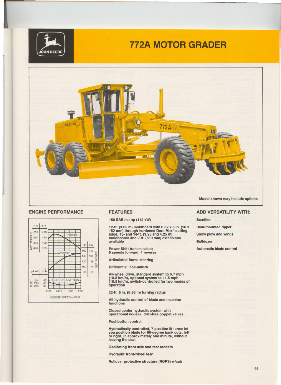 John Deere MOTOR GRADER 772A User Manual | 4 pages